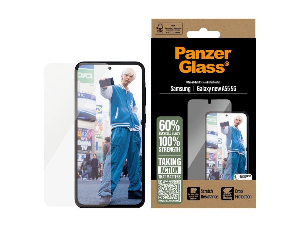 PanzerGlass - Skjermbeskyttelse for mobiltelefon - ultrabred passform - glass - for Samsung Galaxy A56