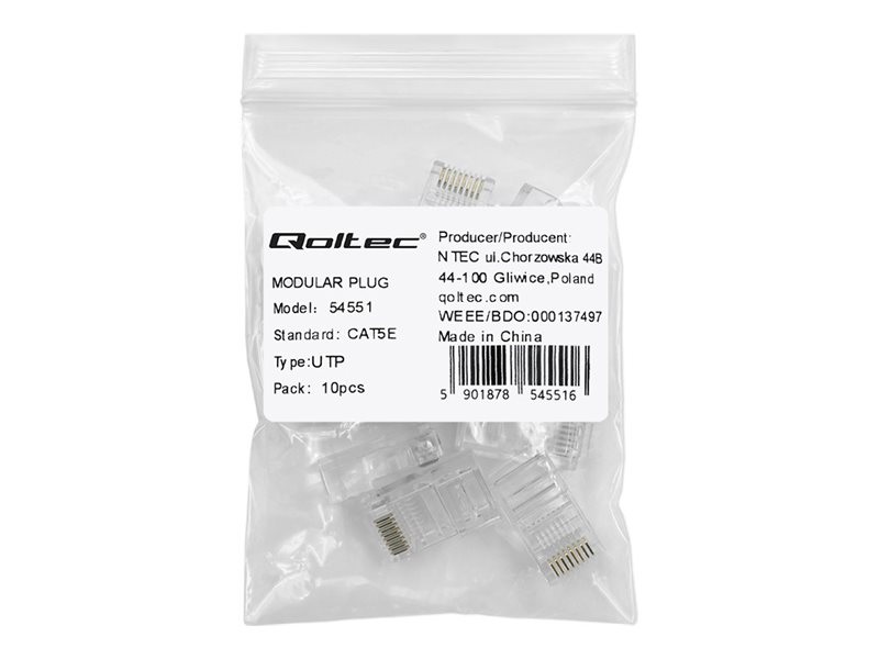 Qoltec - Netzwerkstecker - Rj-45 (Stecker) - Utp - Cat 5E - Silber (10Er Pack)