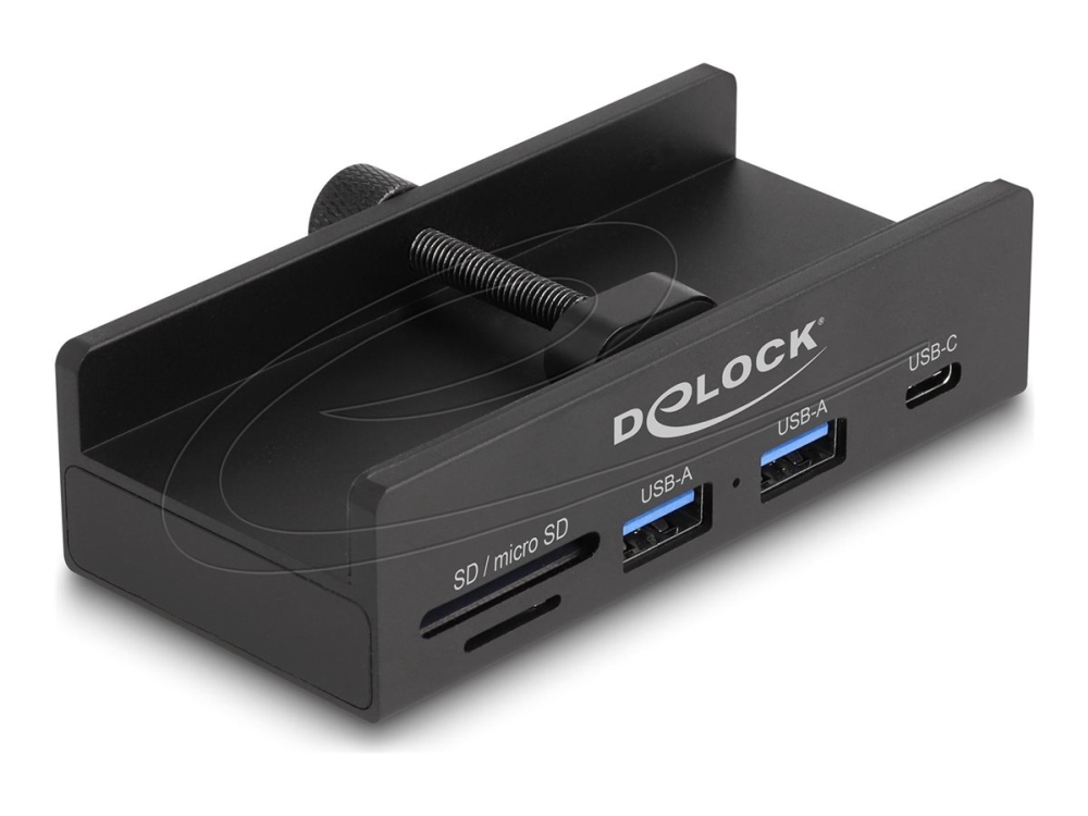 Delock Ekstern Usb 5 Gbps-Hub Med 2 X Usb Type-A, 1 X Usb Type-C Og Sd + Micro Sd-Slot Med Låseskrue