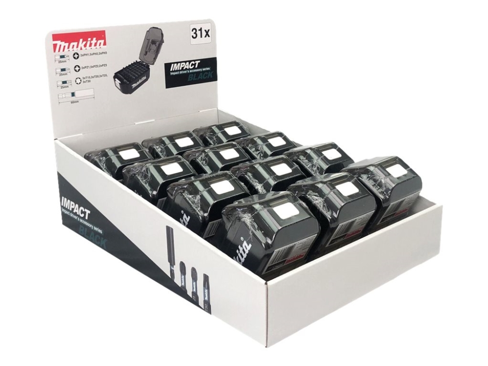 Makita E-03090, 30 Stück(E), Phillips, Pozidriv, Torx, Ph 1.5, Ph 2, Ph 3, Pz 1, Pz 2, Pz 3, T15, T20, T25, T30, Legierter Stahl