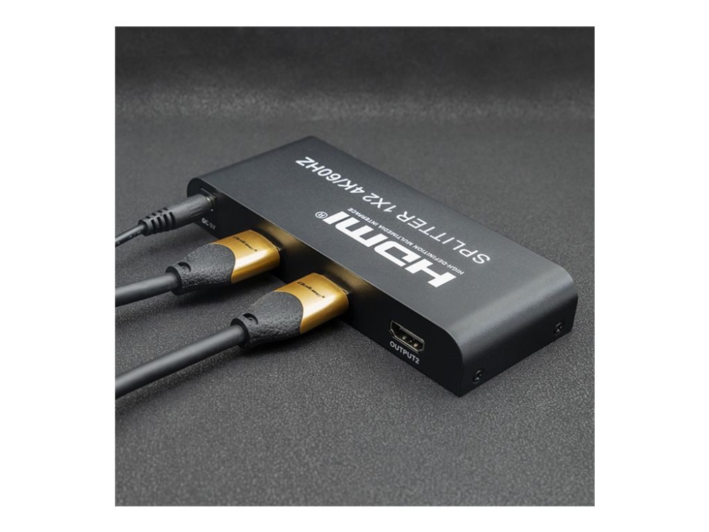 Qoltec - Video-/audiosplitter - aktiv, høj stabilitet - 2 x HDMI - desktop - DC