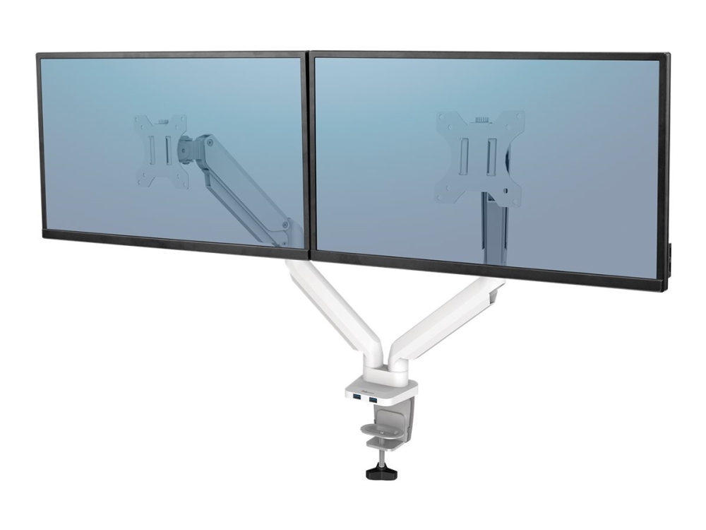 Fellowes Platinum Series - Monteringssats - justerbara dubbla armar - för 2 monitorer - aluminium - vit - skärmstorlek: upp till 27 tum - disk-monteringsbar | TV, Ljud & Bild - Högtalare - Docking högtalare | GameStuff