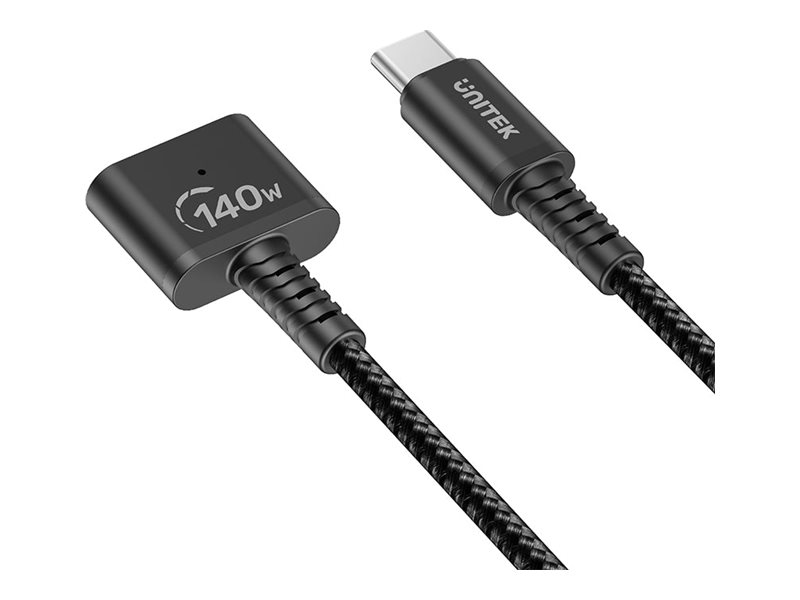 Unitek - Magnetisches Ladekabel - 24 Pin Usb-C (Stecker) Zu Magsafe 3 Magnetisch - 28 V - 5 A - 2 M - Usb Power Delivery (140W) - Schwarz