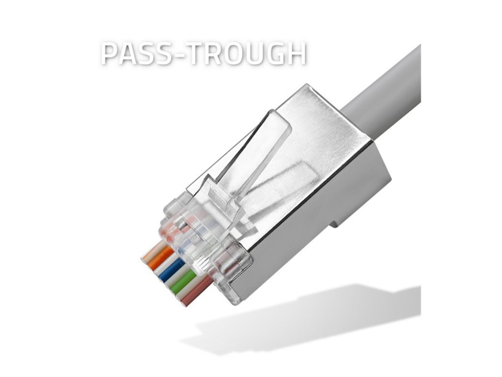 Qoltec RJ45 CAT6 FTP Pass Through Guldpläterade kontakter 100 st | Datortillbehör - Kablar & adaptrar - Nätverkskablar | GameStuff