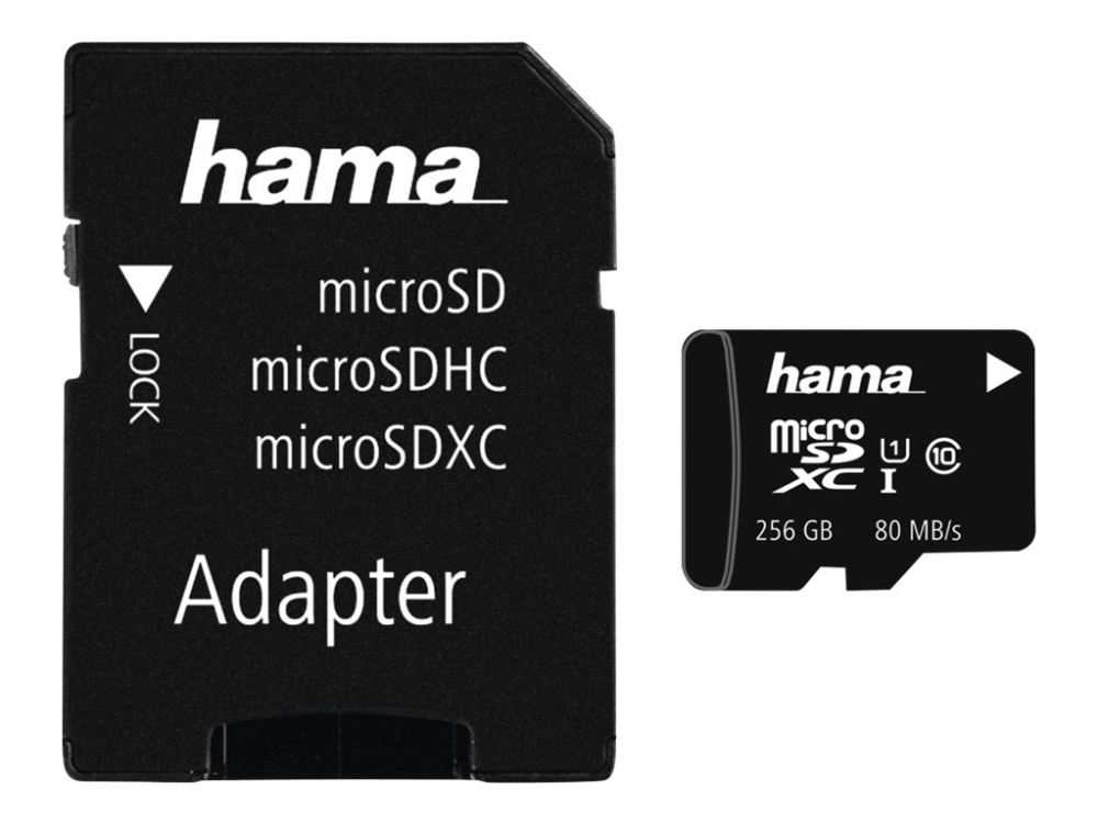 Hama - Flashhukommelseskort (Microsdxc Til Sd Adapter Inkluderet) - 256 Gb - Uhs Class 1 / Class10 - Microsdxc Uhs-I