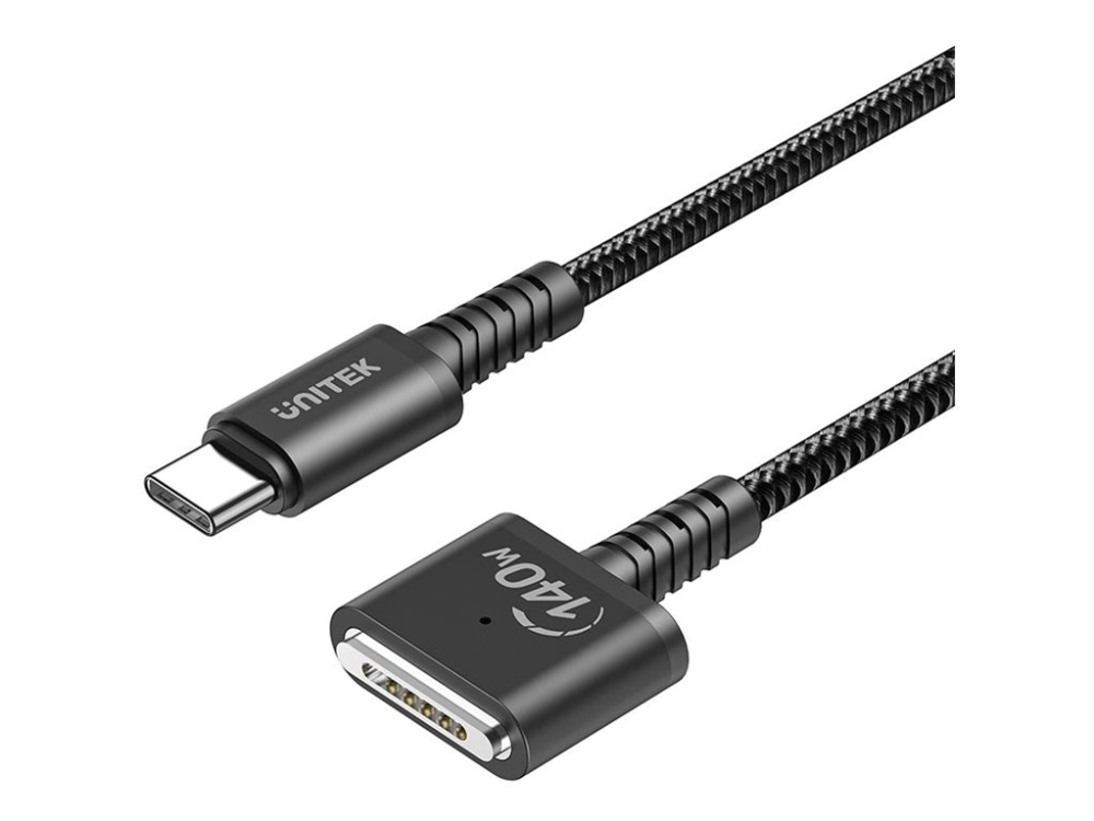 Unitek - Magnetisk laddningskabel - USB-C (hane) till MagSafe 3 (P) magnetisk - 28 V - 5 A - 2 m - USB Power Delivery (140W) - svart | Datortillbehör - Kablar & adaptrar - Strömkablar | GameStuff
