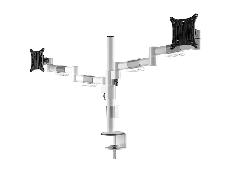 Multibrackets M Officeline - Monteringssæt (Klemme Til Montering På Skrivebord, Dobbelt Vesa Armmontering) - For 2 Lcd Displays - Stål - Hvid - Skærm
