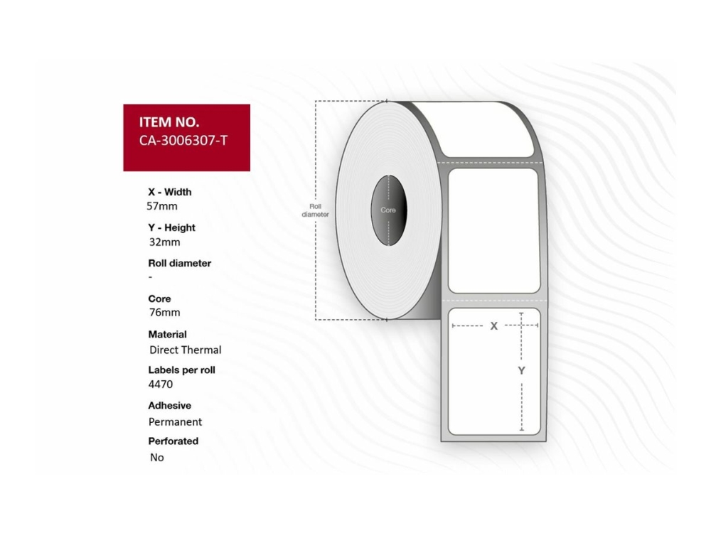 Capture - Permanent klæbemiddel - ubelagt - hvid - 57 x 32 mm 35760 etikette(r) (8 rulle(r) x 4470) boks - etiketter
