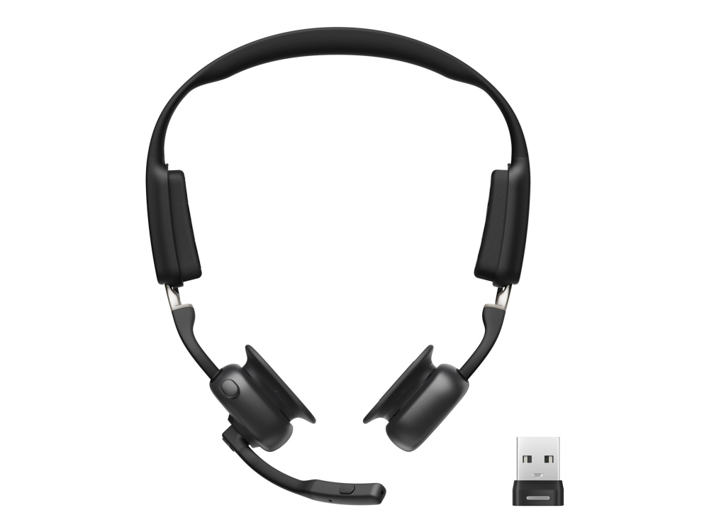 SHOKZ OpenMeet UC - Headset - öppet öra - vertikal - Bluetooth - trådlös - USB-A via Bluetooth-adapter - svart - Zoomcertifierad