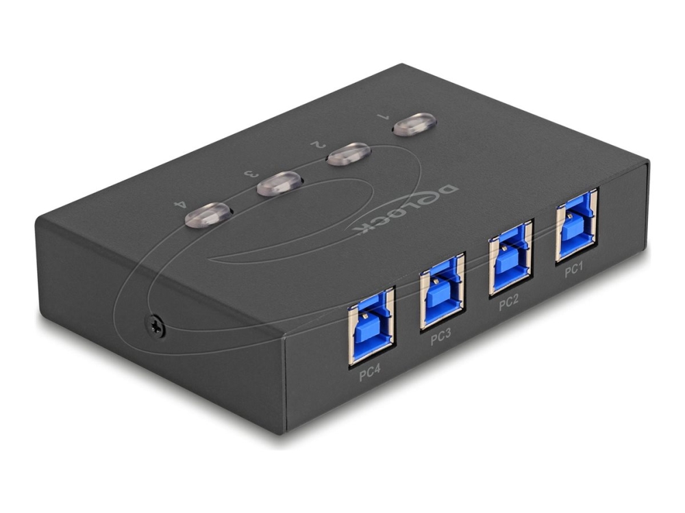 Delock - Usb Sharing Switch Til Periferiudstyr - 5 Gbps, 4 Pc Til 1 Enhed - 5 X Usb - Desktop