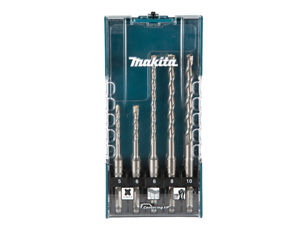 Makita - Borebitsæt - for beton, mursten - twist-bit - 5 stykker - 5 mm, 6 mm, 8 mm, 10 mm - SDS-plus - længde: 100 mm, 160 mm