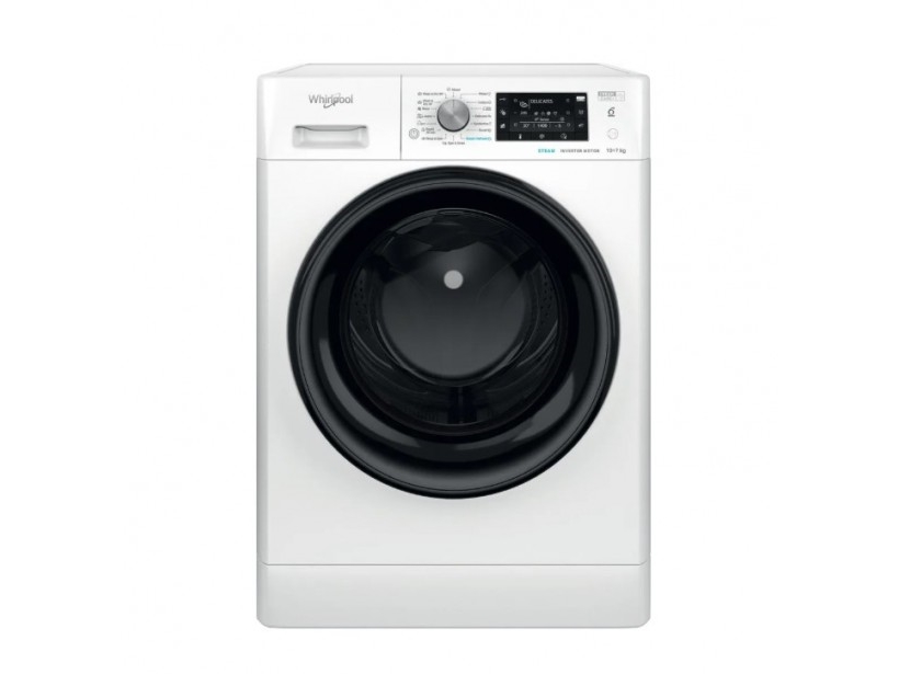 Whirlpool Ffwdd1076258b, Frontlader, Freistehend, Weiß, Links, Schwarz, Tasten, Drehregler