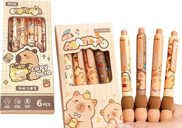 Lean Capybara rašiklio rinkinys, 6 dalių mėlynas rašalas