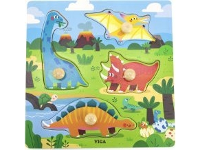 Viga Toys Viga Holz-Puzzle Dinosaurier