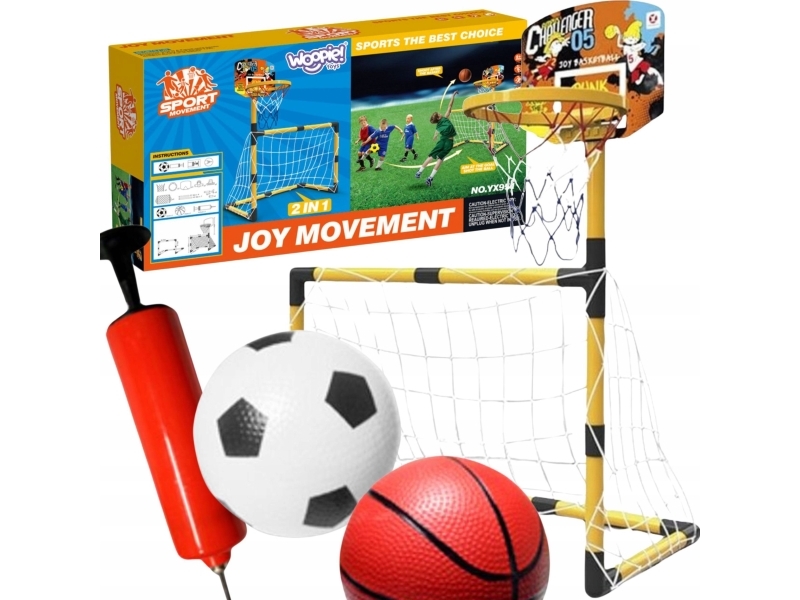 WOOPIE 2in1 basketbollset Fotbollsmål + bollar och pump | Utomhusleksaker - Spela i trädgården - Fotbollsmål | GameStuff