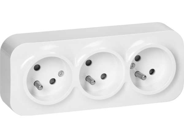 Orno Kolminkertainen pistorasia ToDo 2P+Z IP20, 16A, 230V AC, valkoinen, 10 kpl