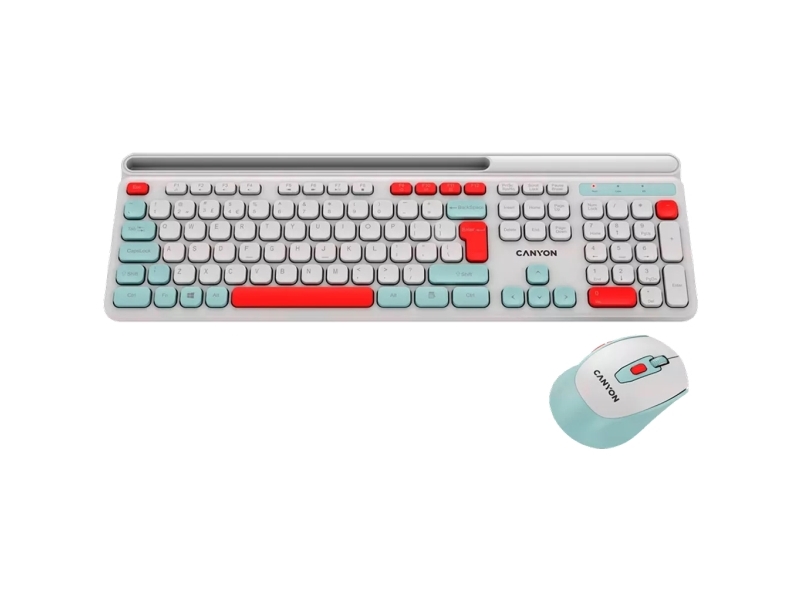 Canyon Hset-W5, Trådløs, Rf Trådløst, Saksnøglekontakt, Qwerty, Hvid, Mus Inkluderet