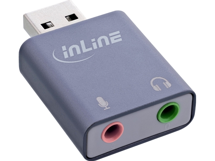 Usb-Adapter Inline Usb-A - Jack 3,5 Mm X2 Sølv