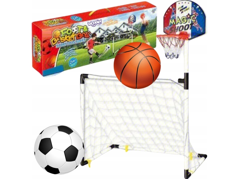WOOPIE 2in1 koripallo jalkapallomaali + pallot setti