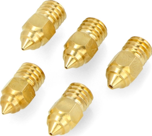 Creality Mk-St Messingspids 0,25 Mm/0,4 Mm/0,6 Mm/0,8 Mm - Plast 1,75 Mm - Messing - 5 Stk