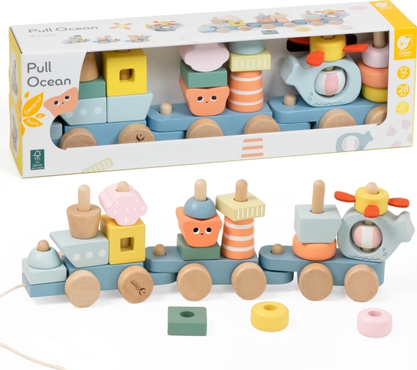 Classic World CLASSIC WORLD Montessori Railway Ocean Puslespil i træ
