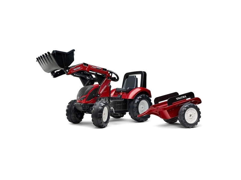 FALK FALK Valtra Maroon pedaltraktor med anhænger og skovl fra 3 år