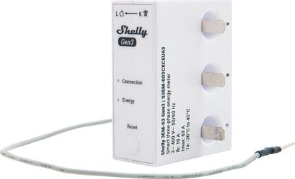 Shelly 3Em-63T Gen3 (Modell Mit Flachem Anschluss) - Wifi-Dreiphasen-Energiezähler, 63 A