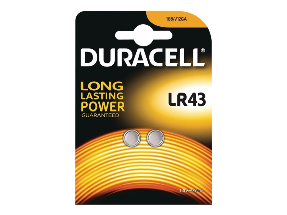 Duracell LR43 alkaline Knapcellebatterier - 2 stk