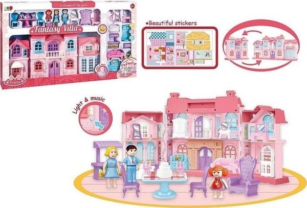 Dollhouse with figures and furniture light