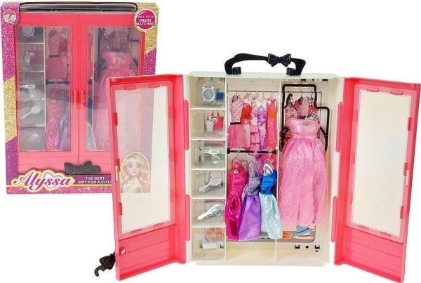 Closet With 4 Dresses For 29Cm Dolls + Accessories