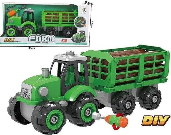 Drejbar traktor med skruetrækker trailer