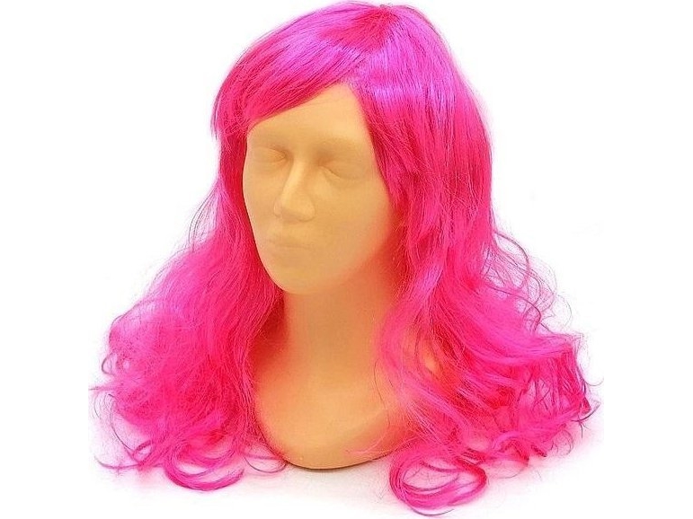 Lange Perücke Neon Pink