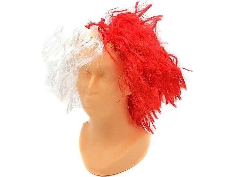 Red and white short wig