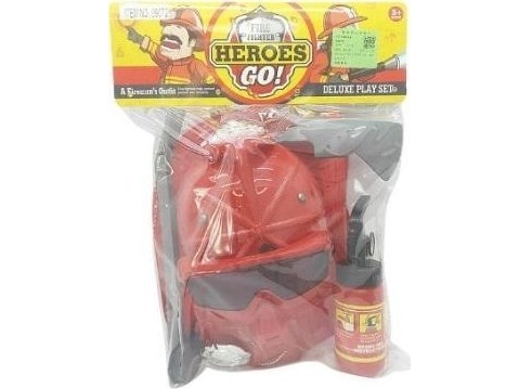 Palomiehen setti, jossa on kypärä ja maski