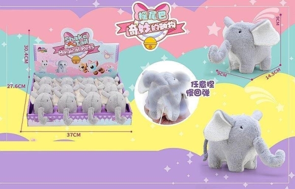 A Plush Elephant Spinning Its Trunk