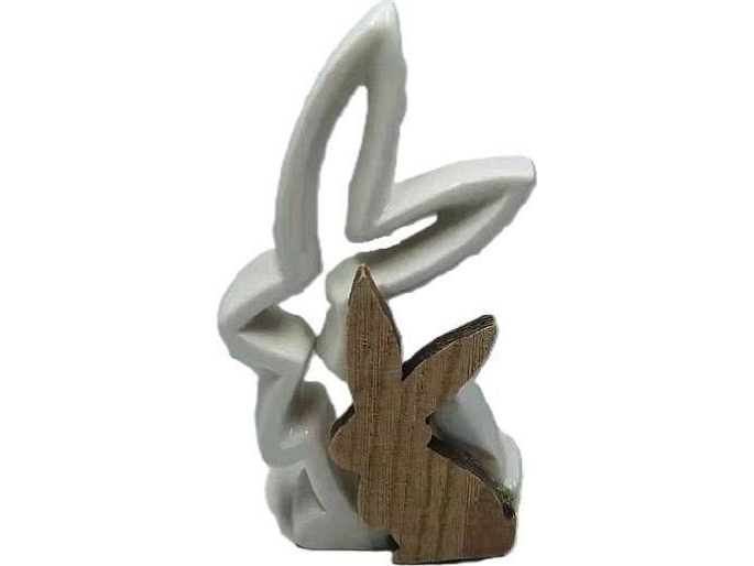 Figurine Hare Eco Ceramic+Wood 15.5X4x16cm