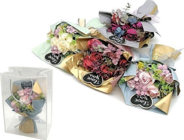 Bouquet Of Roses In A Decorative Bag Mix