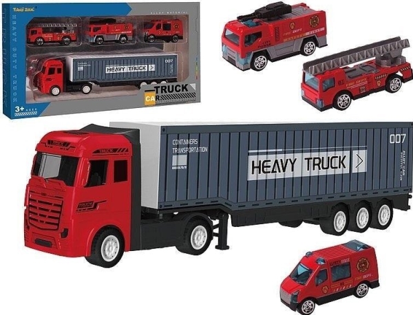 Truck With Container And Cars