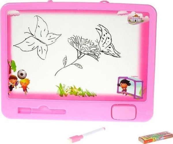 Double-Sided Board, Black With Chalk, White With Flamas.