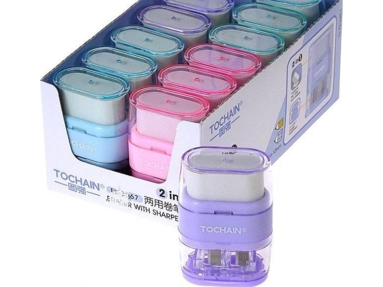 Double Sharpener With Eraser (12Pcs)