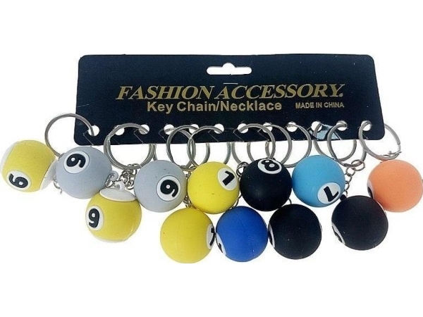 Silicone Billiard Ball Keychain (12Pcs)