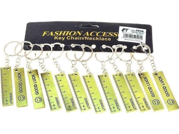 6.5Cm Metal Ruler Key Ring (12Pcs)