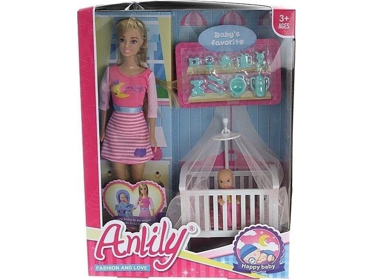 29Cm Doll With Crib And Mini Doll