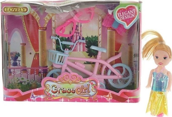 Mini-Puppe 9 Cm Mit Fahrrad