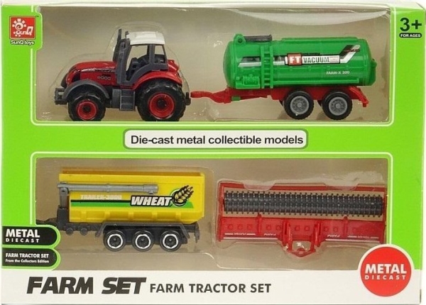 Metal Tractor With 3 Agricultural Machines