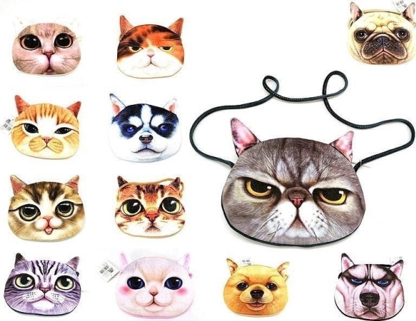 Velour Bag Cat 22X17cm Mix