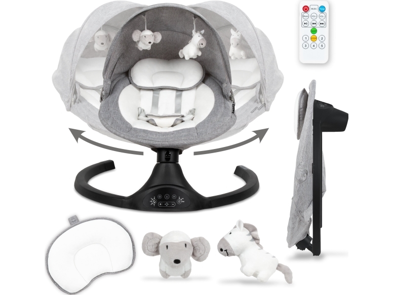 2-i-1 kidwell luxi elektrisk hoppegynge med myggenet og bluetooth melange/sort