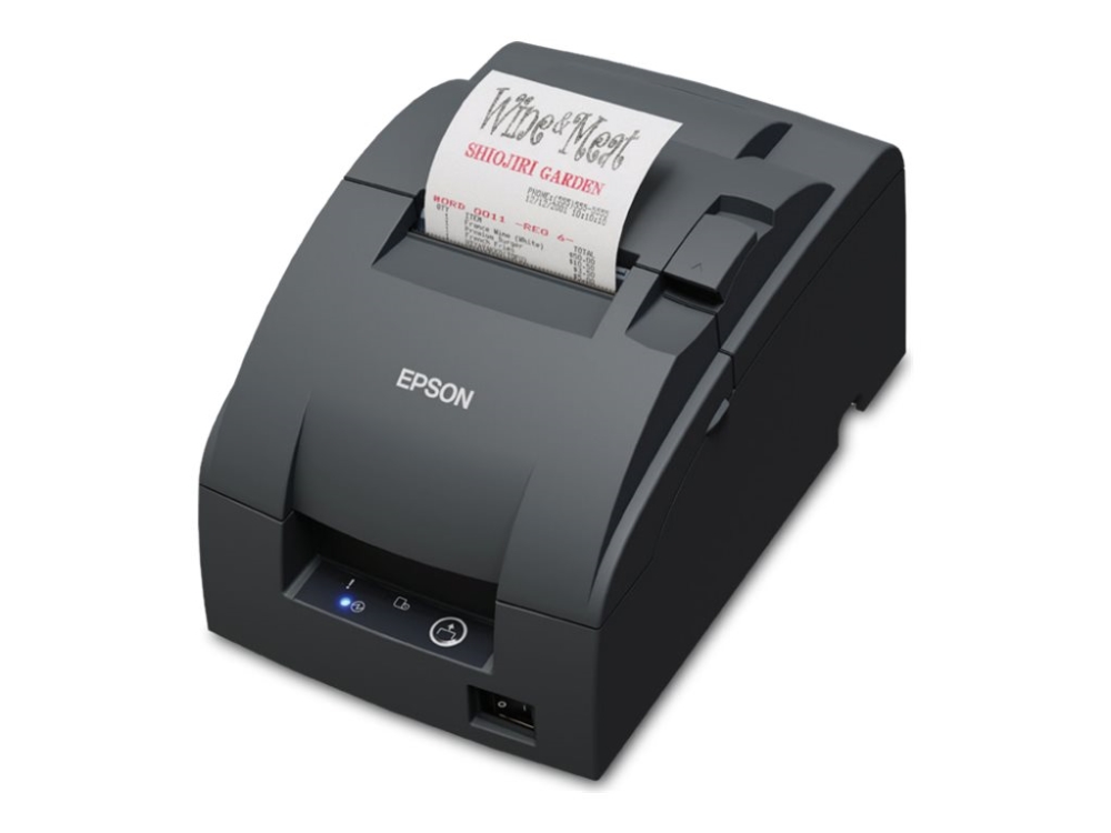 Epson TM U220IIB (142F3) - kuittitulostin - kaksivärinen (yksivärinen) - pistematriisi - rulla (7,6 cm) - 16 cpi - 9-nastainen - jopa 8,8 riviä/sek - LAN - leikkuri - osittaisleikkuri - tummanharmaa