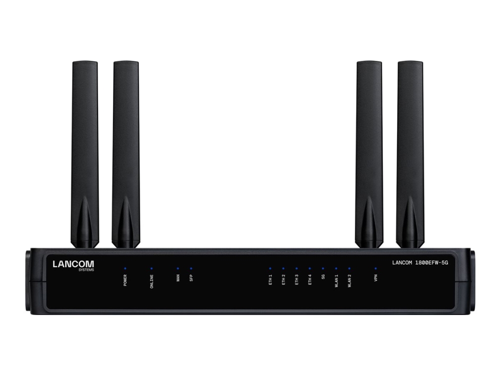 Lancom 1800Efw-5G (Eu), Schwarz, Wandmontage, 10,100,1000 Mbit/S, 5G, 5G, Hspa, Lte, Umts, 800,850,900,1800,1900,2100,2600 Mhz