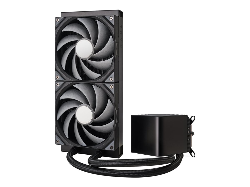 TRYX PANORAMA - Processors flydende kølesystem - med L-formet AMOLED-skærm - Radiatorstørrelse: 280 mm - (for: LGA115x Socket, LGA1200, LGA1700, LGA1851, AM4, AM5) - kobber - 140 mm - sort
